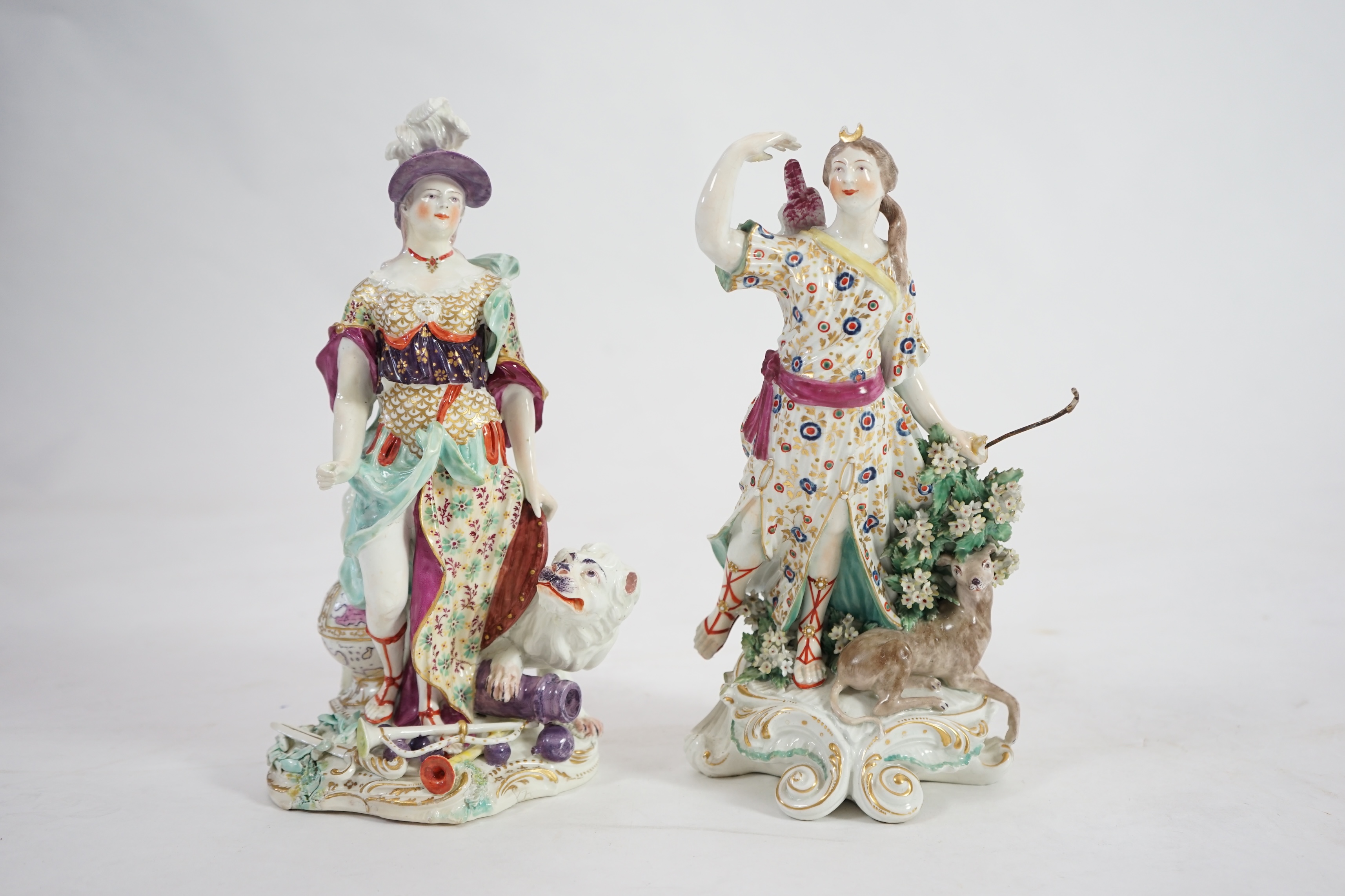 Two large Derby groups, Britannia and Diana the Huntress, c.1770-75